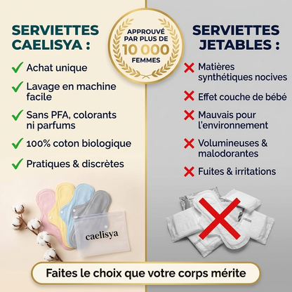 Serviettes Lavables Caelisya — Liberté & Confort Sans Fuites